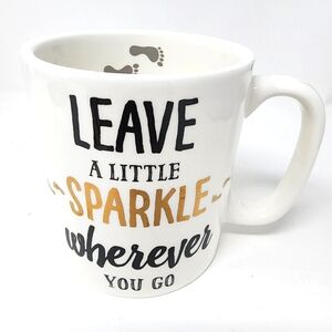 Coffee Mug ceramic large statement saying white gold black